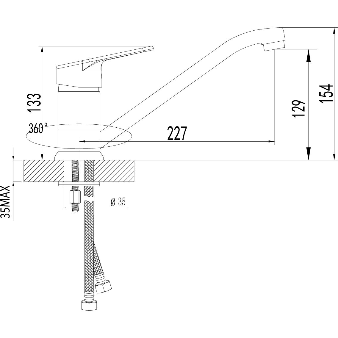 Смеситель для кухни с поворотным изливом Lemark Omega, LM3104C