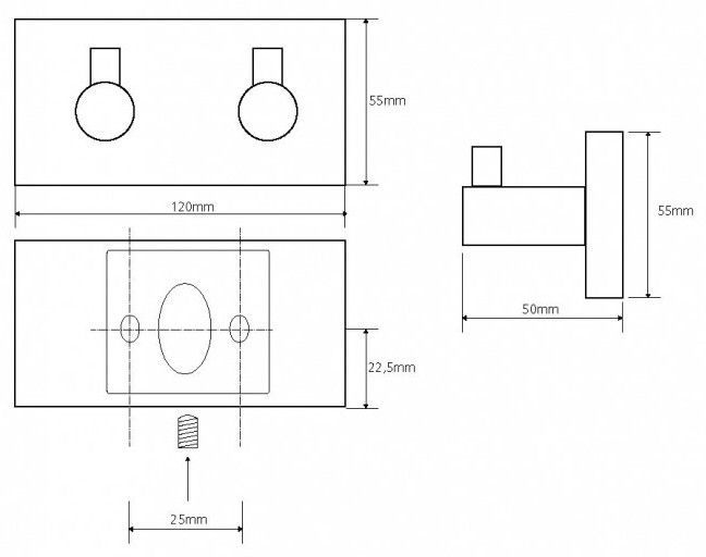Планка с 2-мя крючками Bemeta Beta, 132405202