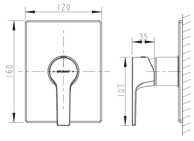 Накладка для смесителя скрытого монтажа Bravat Prolate (1 функция) PB85179C-A