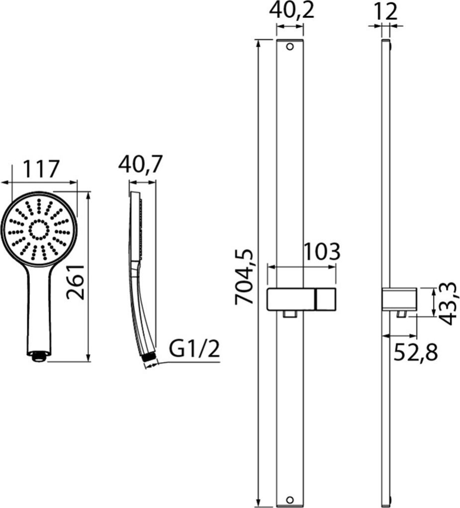 Душевой гарнитур черный, Iddis Slide, SLI1FB0i16