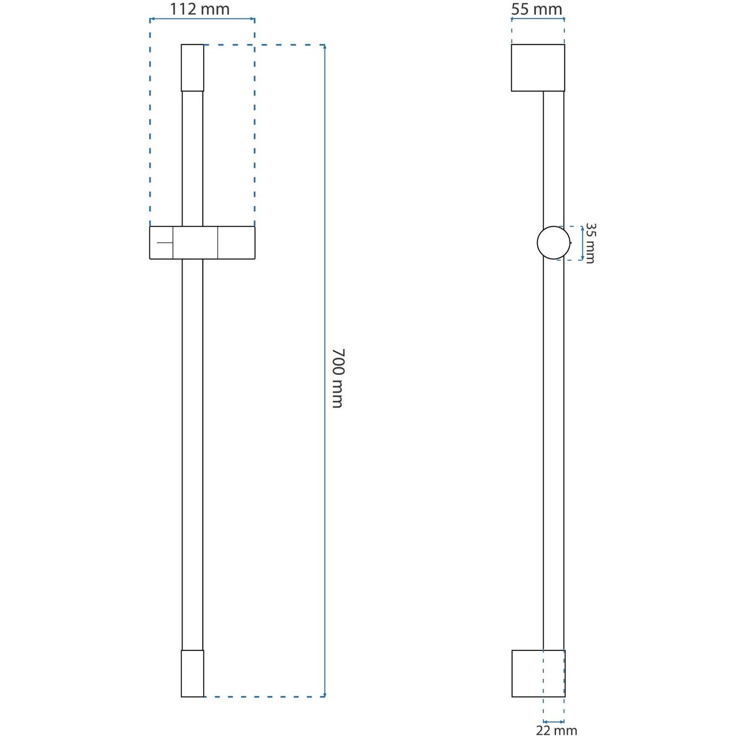 Держатель (штанга) для ручного дождика Rea Chrome, REA-P5982