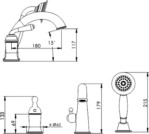 Смеситель для ванны Rose, R0212H