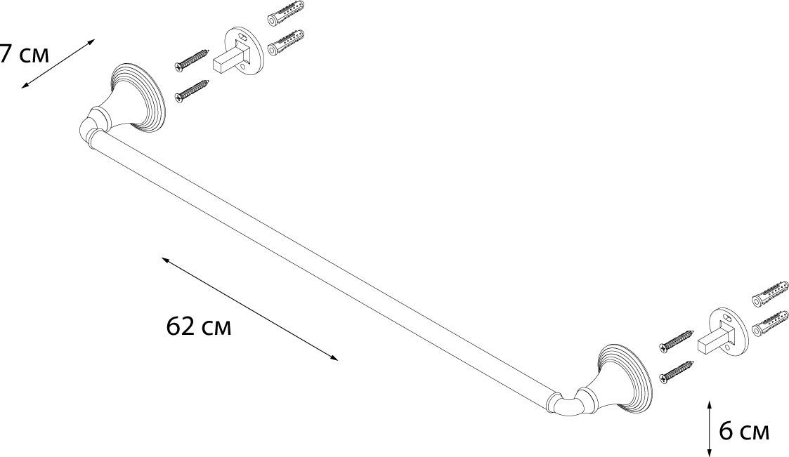 Полотенцедержатель трубчатый Fixsen Luksor 60 см, FX-71601B