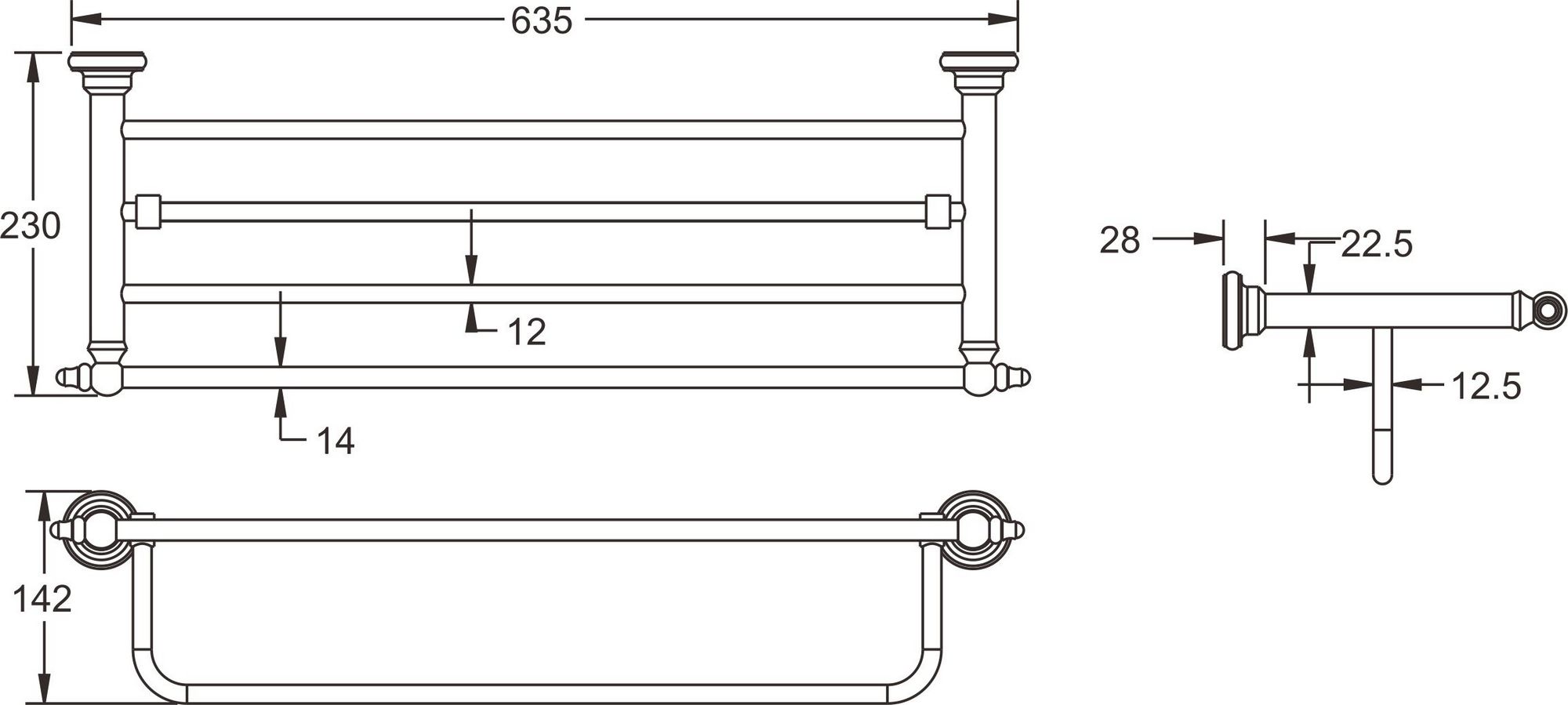 Полотенцедержатель с полкой Rose, RG1108Q