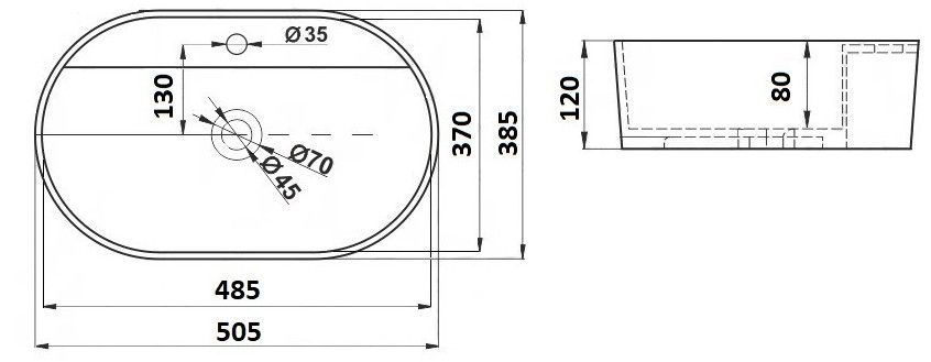 Раковина для ванной Ceramalux 50x38, 78239XMDH-2