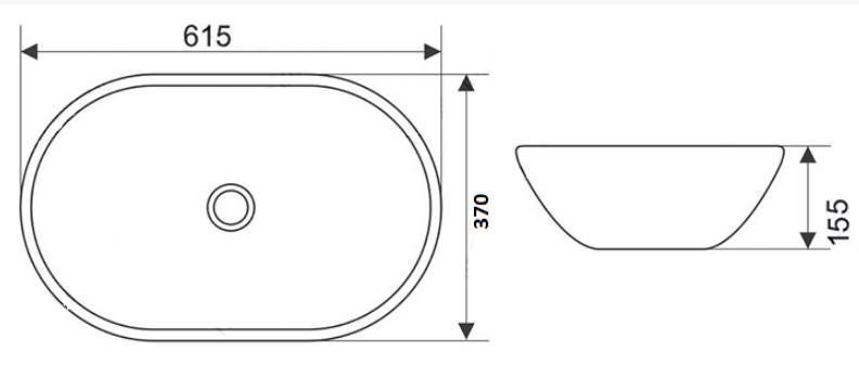 Раковина для ванной Ceramalux 61.5x36, 7811АSW