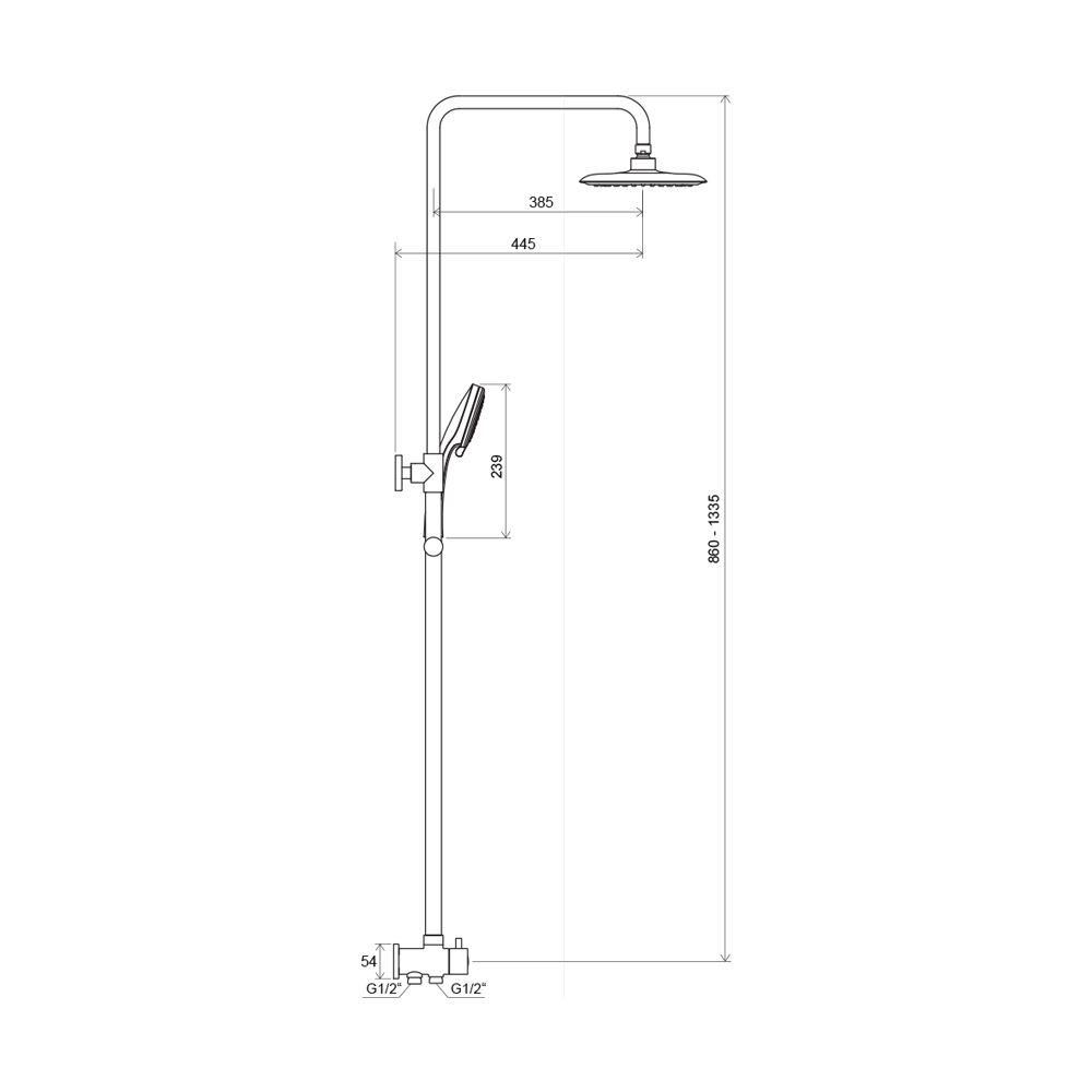 Душевая двойная стойка без смесителя Ravak 090.00, X07P232