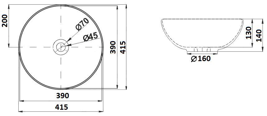 Раковина для ванной Ceramalux 41.5x41.5, 104B