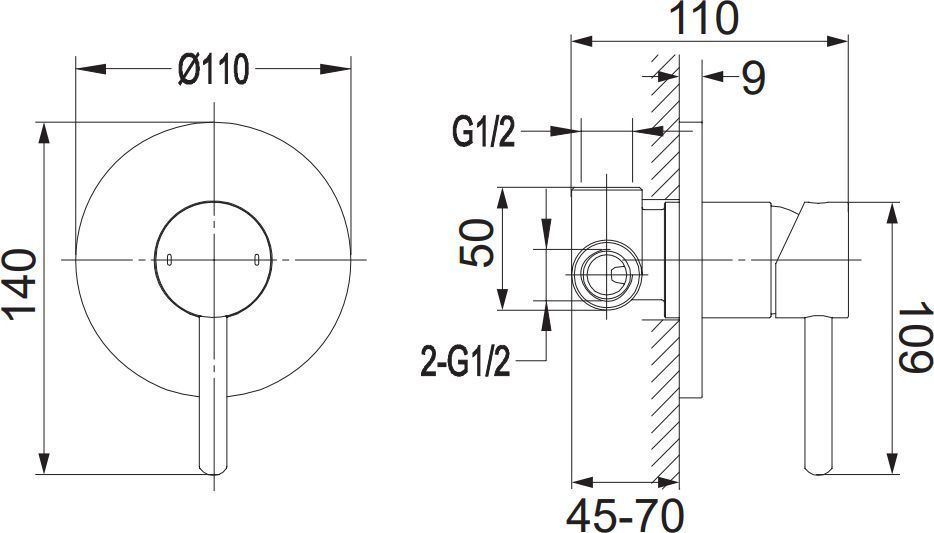 Смеситель скрытого монтажа для душа Omnires Y, Y1245GL