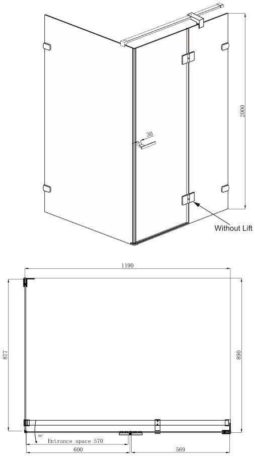 Прямоугольное душевое ограждение Ambassadro Amber 10011104R
