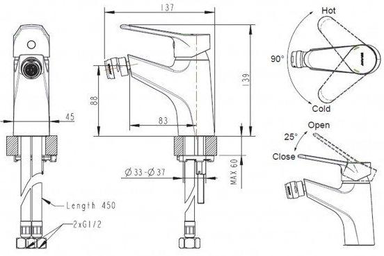 Смеситель для биде Bravat Eco-K F3111147C