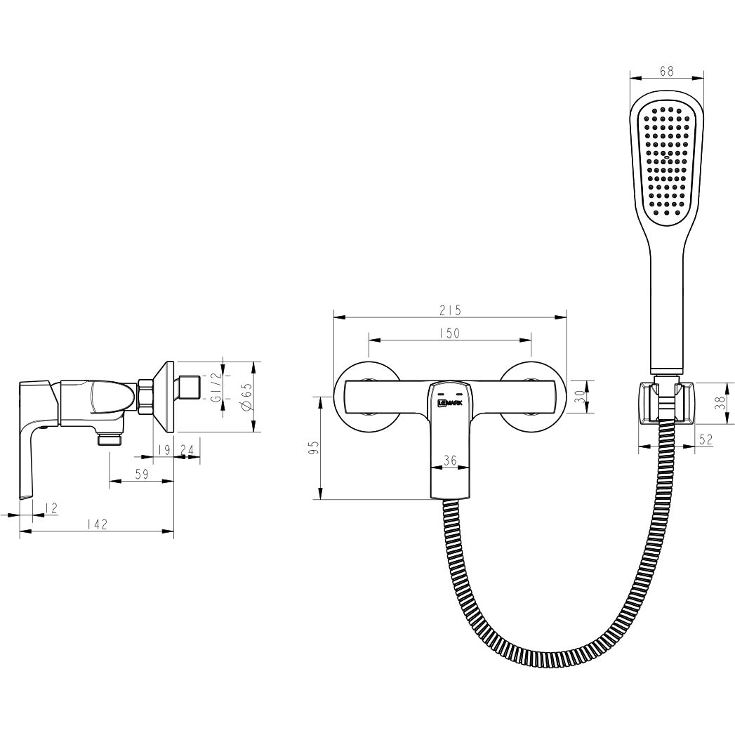 Смеситель для душа Lemark Ursus, LM7203BL