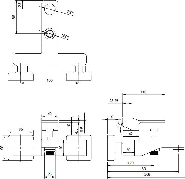 Смеситель для ванны Omnires Slide, SL7730CR