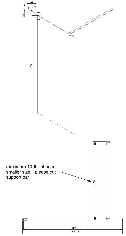 Душевое ограждение Ambassador Walk-in Black 15031112