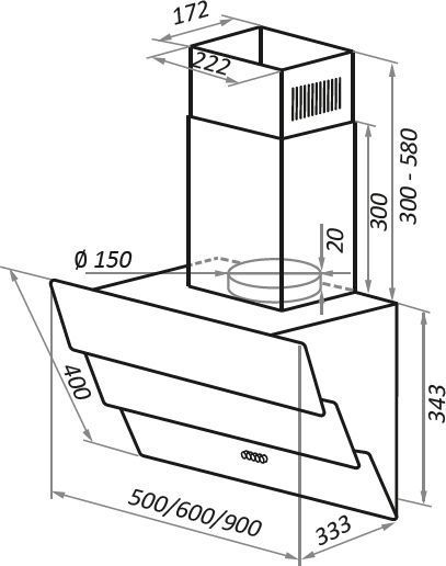 Кухонная вытяжка Maunfeld Cascada Push 60 черный