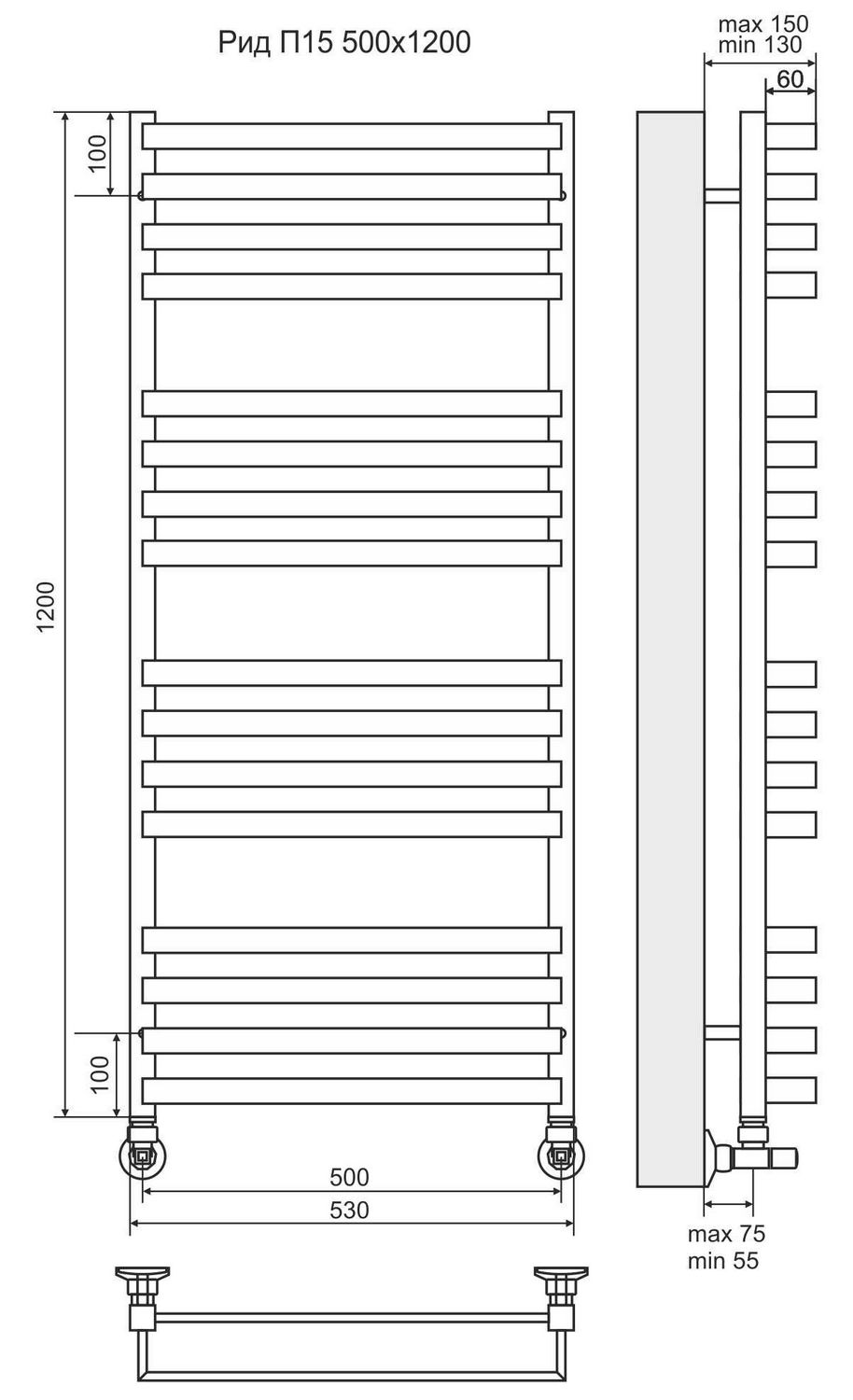 Полотенцесушитель Terminus Рид П16 50x120