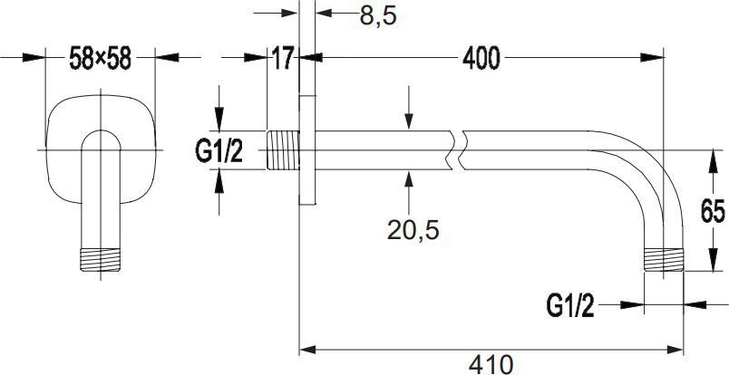 Кронштейн душевой настенный Omnires, RA05CR