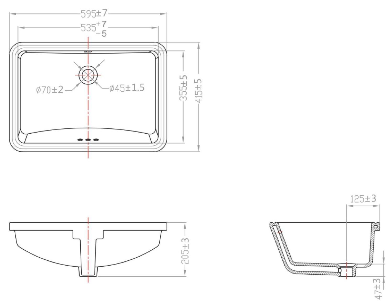 Встраиваемый снизу умывальник Bravat 59.5x41.5, C22212W-ENG