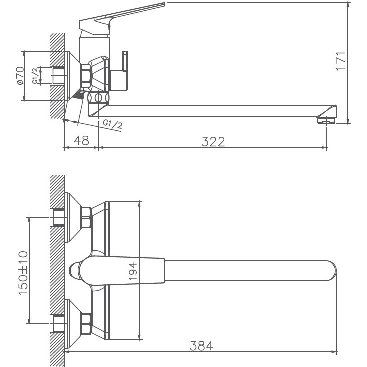 Смеситель для ванны с изливом 35 см Haiba HB22533-3