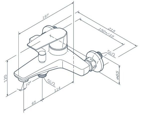 Смеситель для ванны и душа AM.PM Gem, F90A10022