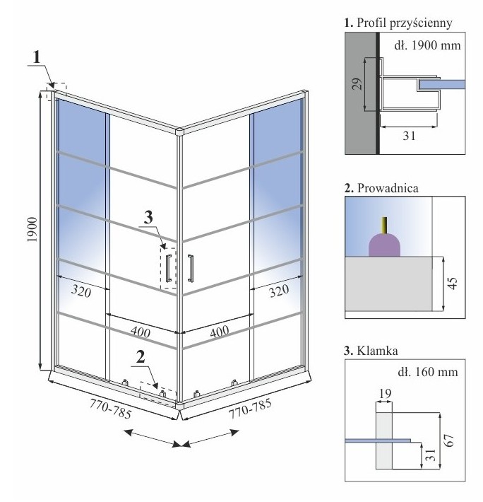 Душевой уголок Calani Delta 80x80, CAL-K6520