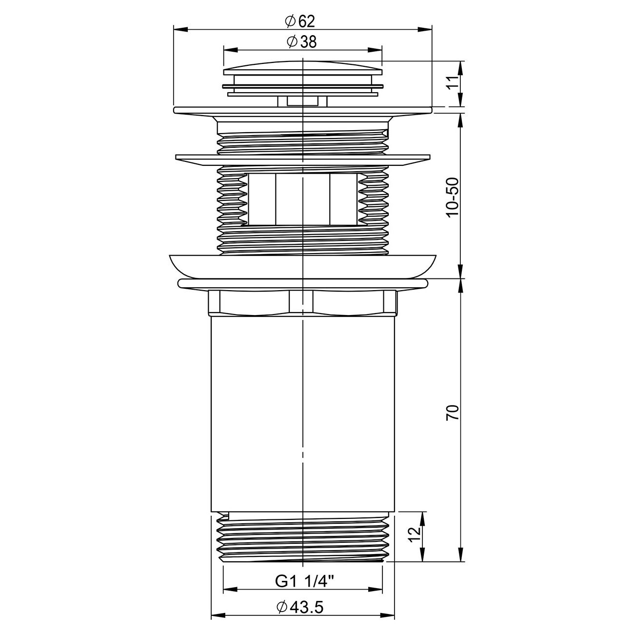 Донный клапан для раковины Wellsee Drainage System, 182129000