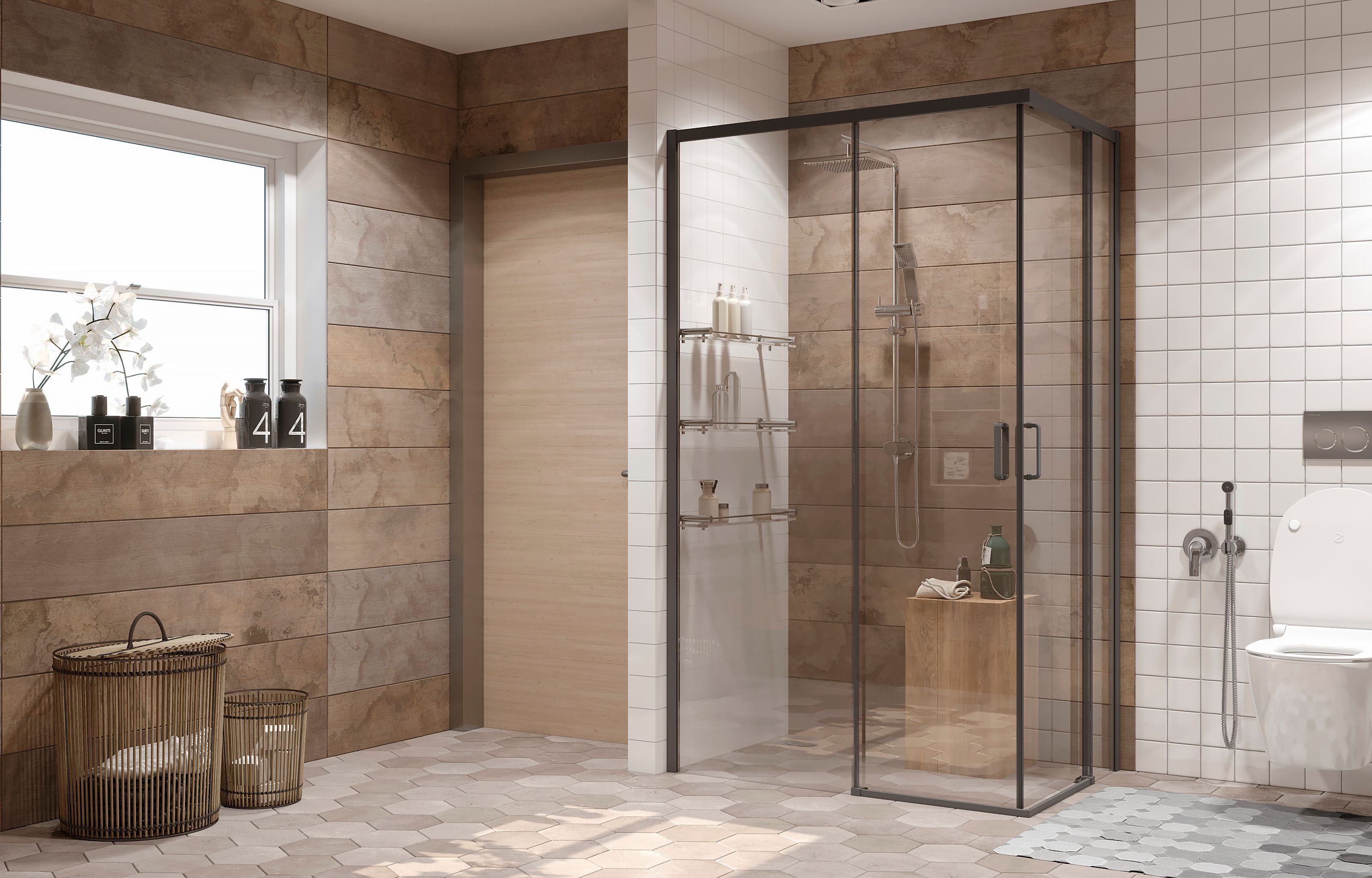 Прямоугольное душевое ограждение Ambassadro Queen Black 11011205L