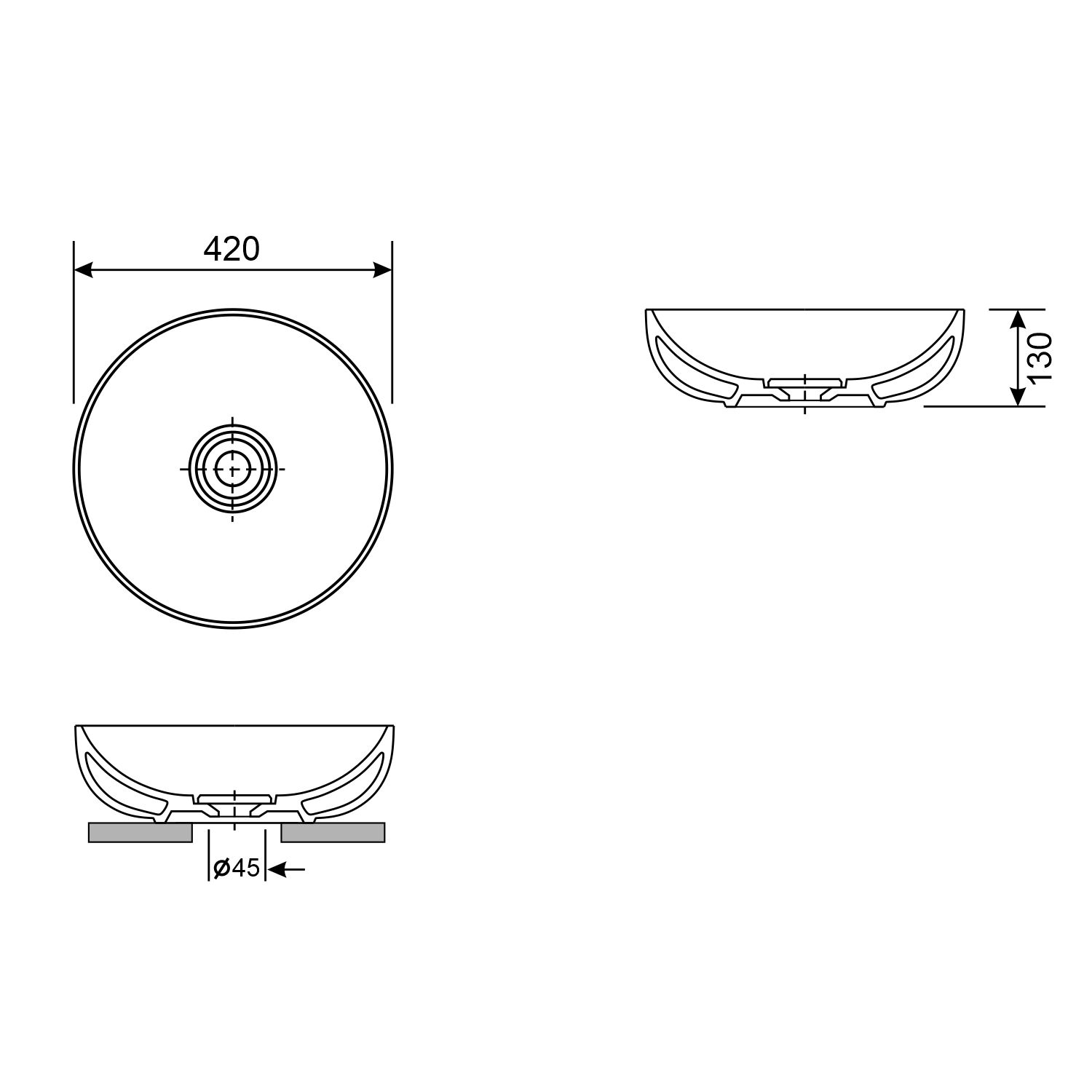 Накладная раковина Wellsee Chalice Perfection 42x42, 150601000