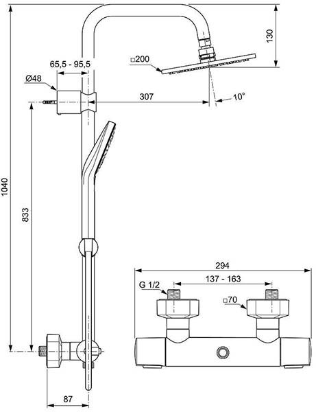 Душевая система Ideal Standard IdealRain Cube Evo, A6985AA