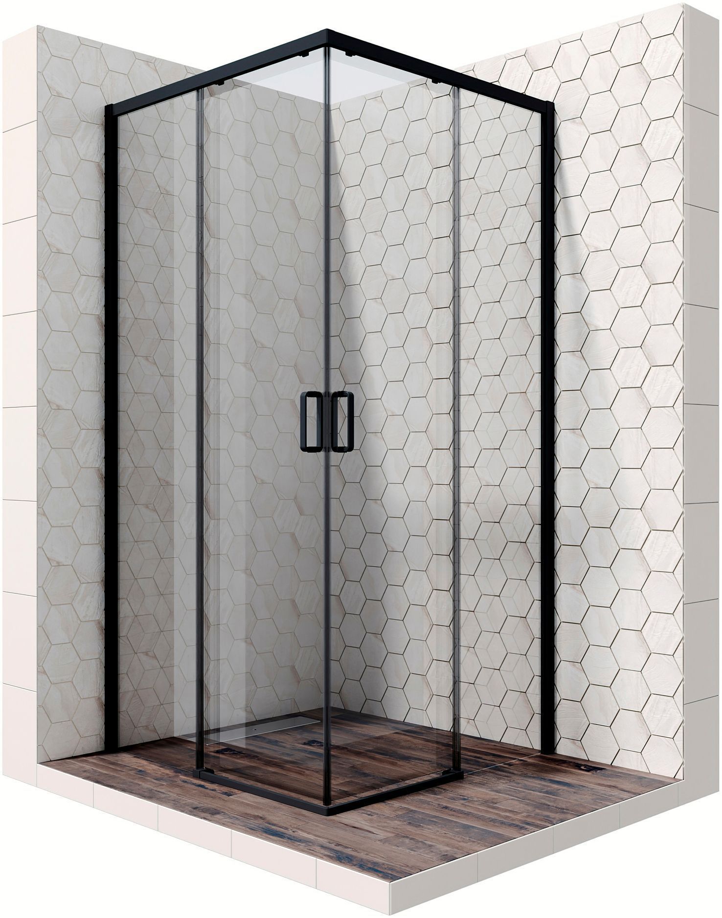 Квадратное душевое ограждение Ambassadro Queen Black 11011204