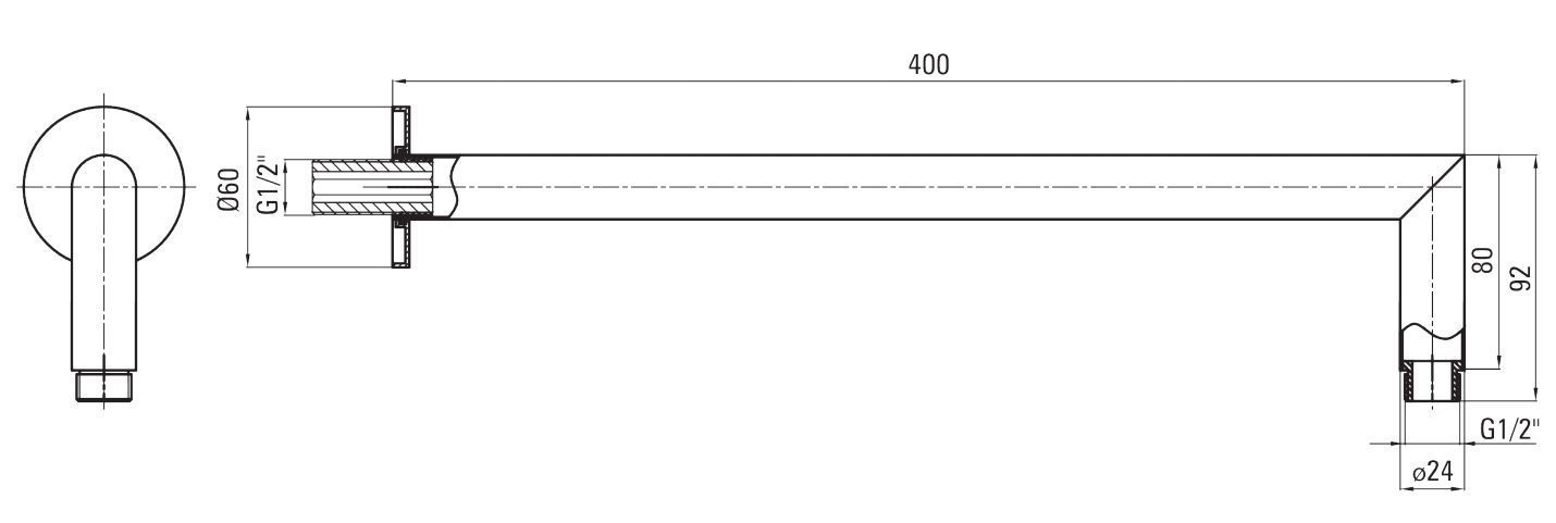 Штанга-излив круглая для верхнего душа Deante Cascada, NAC_045K