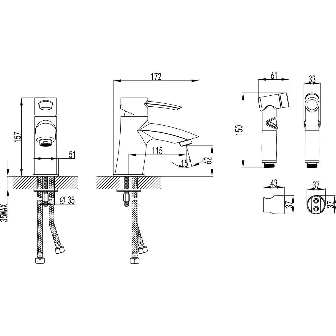 Смеситель для умывальника и биде Lemark Atlantiss, LM3216C