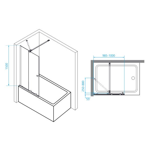 Шторка на ванну RGW SC-46-100, 06114610-11