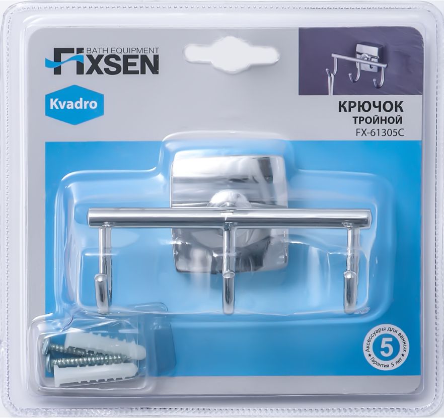 Крючок тройной Fixsen Kvadro, FX-61305C