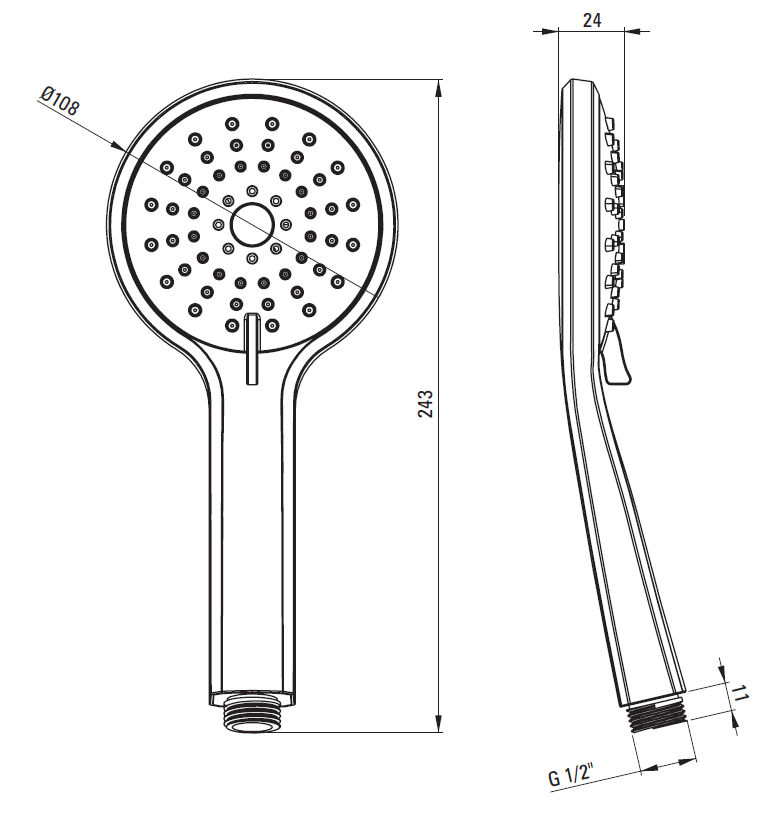 Душевая лейка 3 функции Deante Jasmin Nero, NGJ_N51S