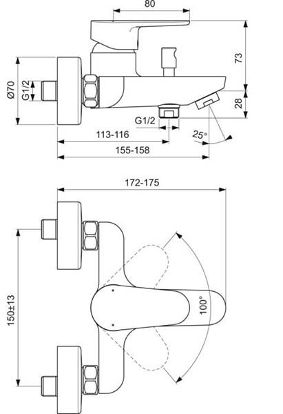 Смеситель для ванны Ideal Standard Cerafine O Black, BC500XG