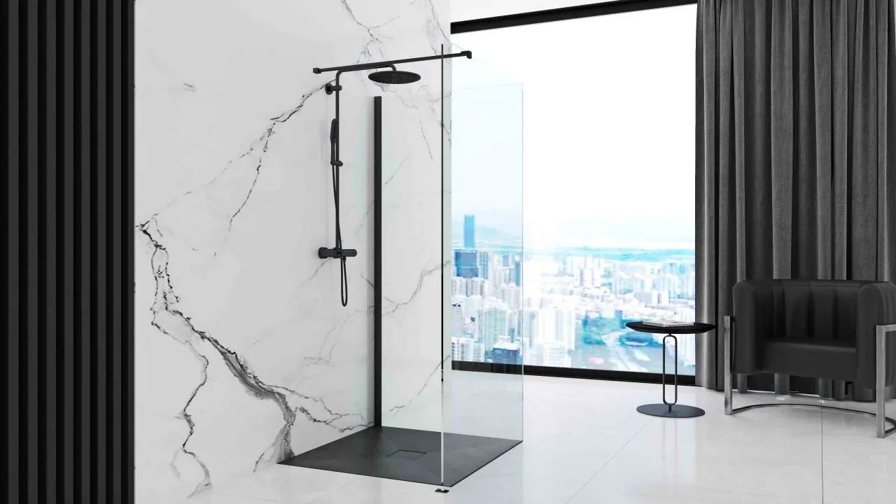 Поддон Rea Black Stone 90x90, REA-K9601