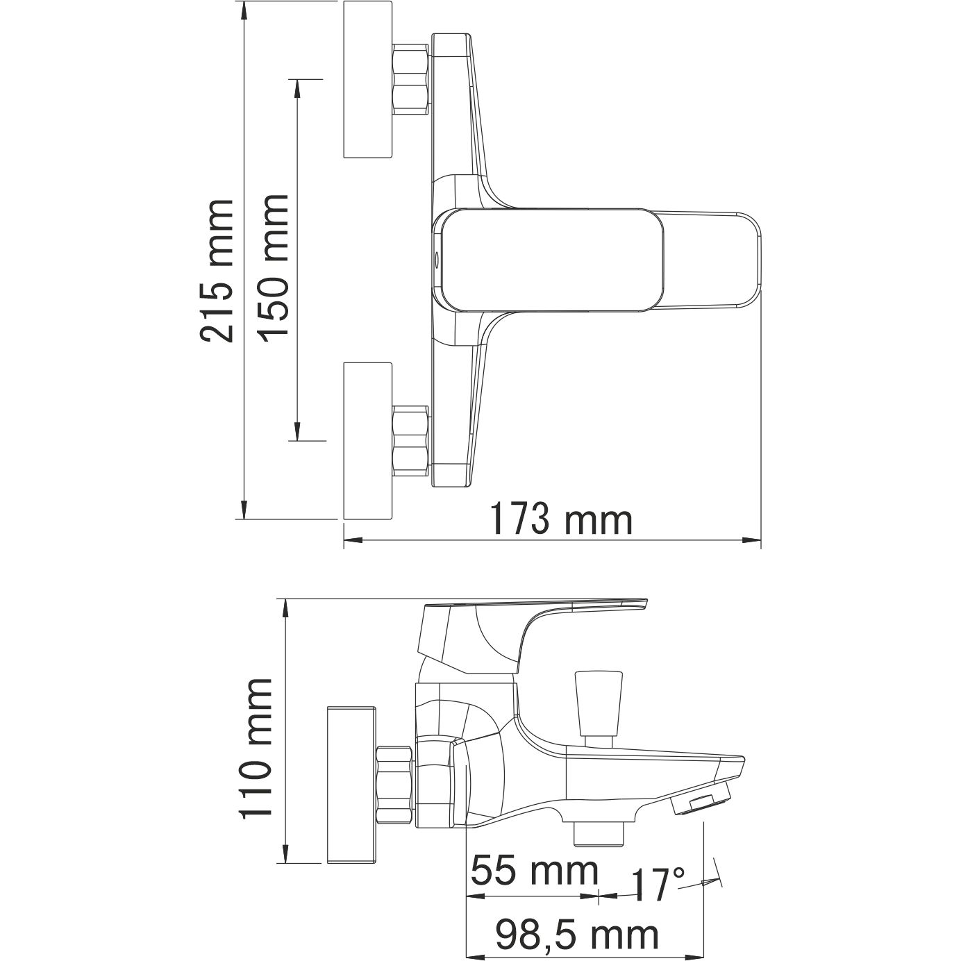 Смеситель для ванны с коротким изливом WasserKRAFT Salm, 2701