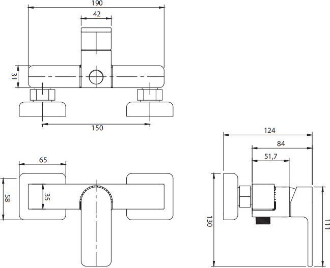 Смеситель для душа Omnires Baretti, BA7840BL
