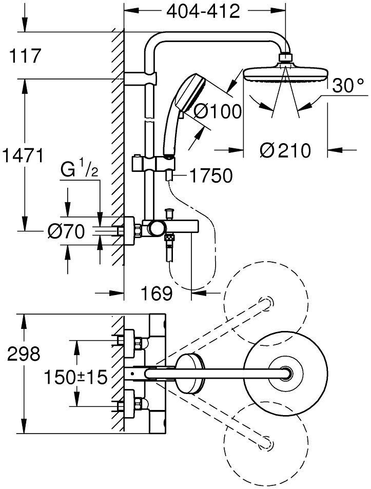 Душевая система Grohe New Tempesta Cosmopolitan, 26223001
