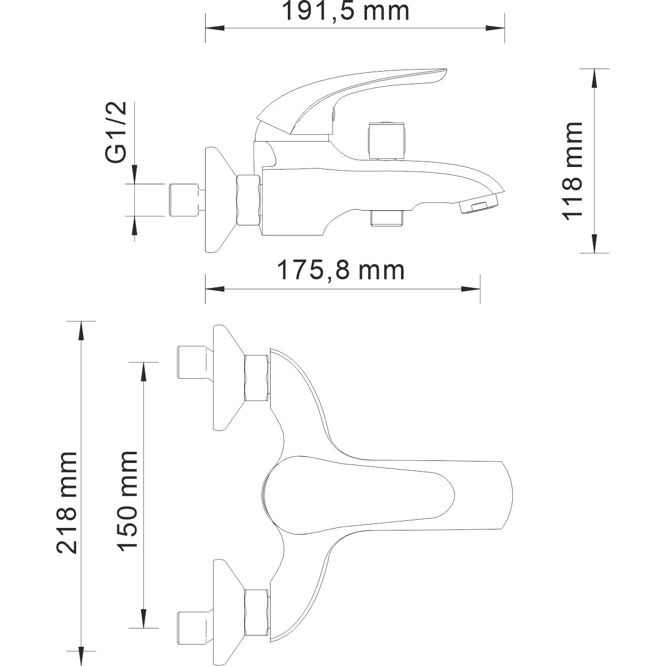 Смеситель для ванны с коротким изливом WasserKRAFT Rossel, 2801