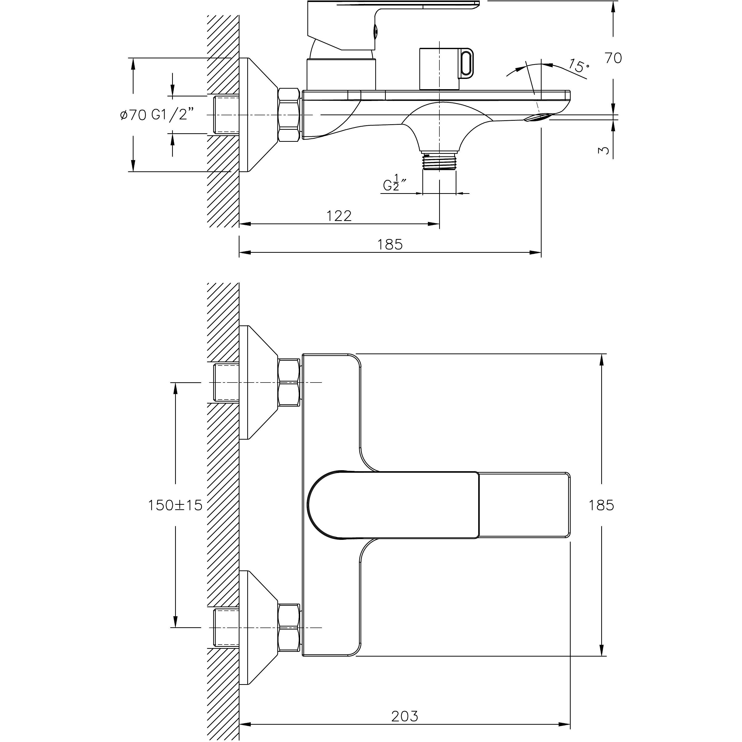 Смеситель для ванны с коротким изливом Haiba HB60505