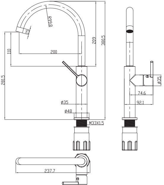 Смеситель для кухни Omnires Tula, TL6050CR