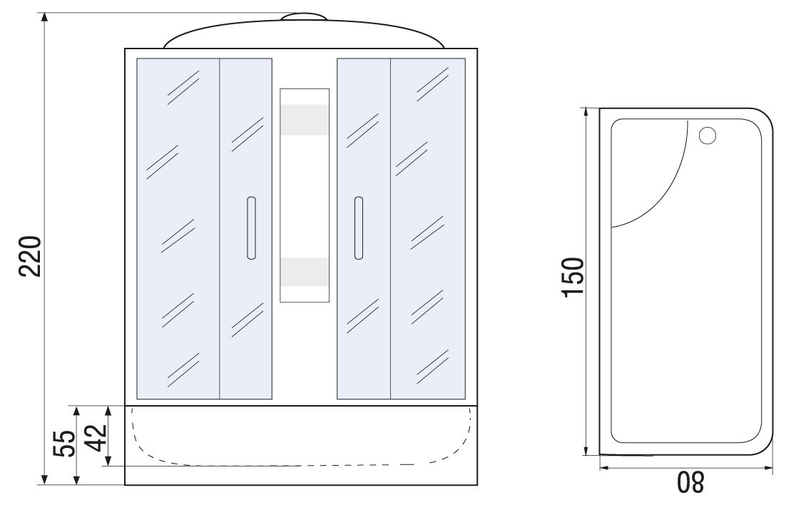Душевая кабина River NARA 150/80/55 MT