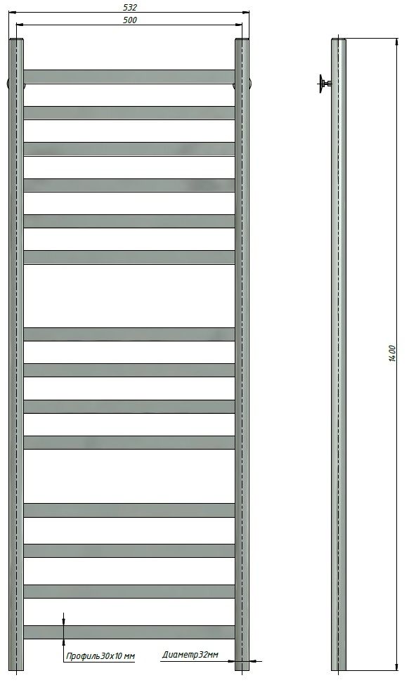 Полотенцесушитель Stinox Maxima Luxe 50x140