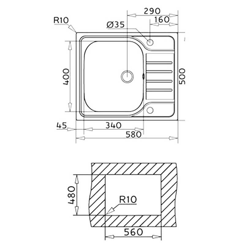 Кухонная мойка Teka E 50 1C 580/500 MTX, 40109615