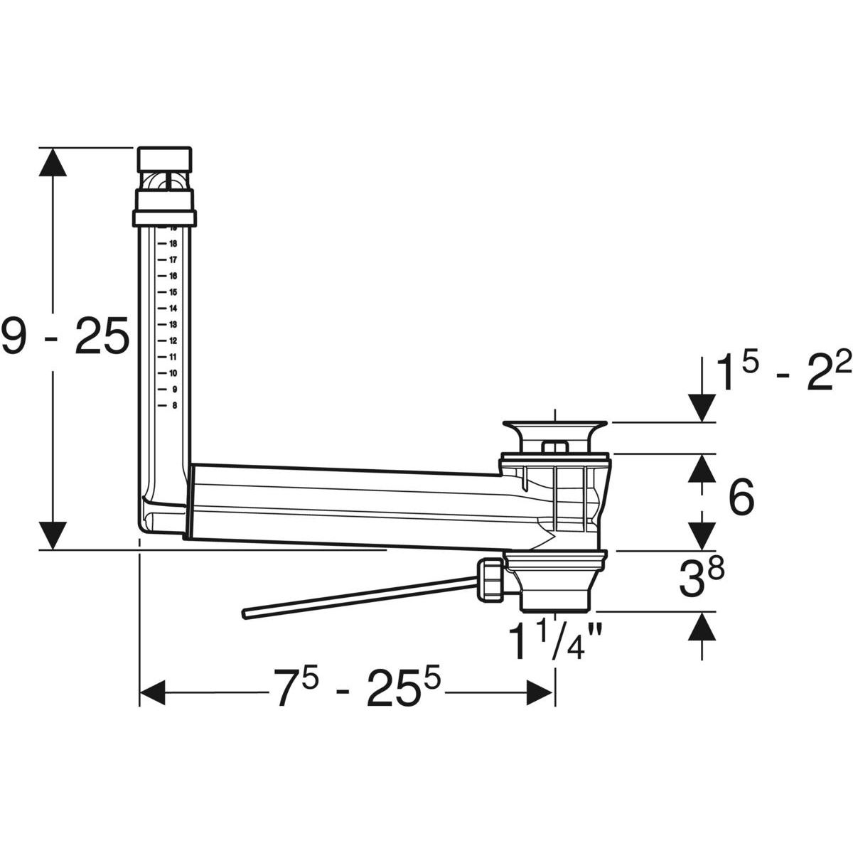 Слив-перелив Geberit Clou для умывальника, с рычаговым задействованием, 152.018.00.1
