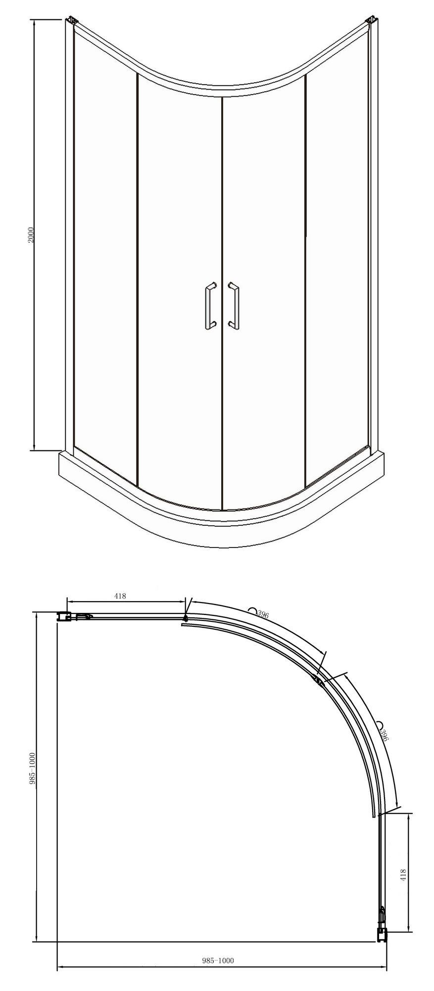 Полукруглый душевой уголок с поддоном Bravat Drop BS090.1200A