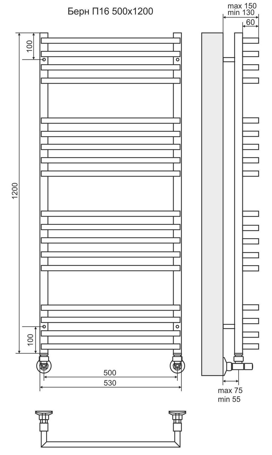 Полотенцесушитель Terminus Берн П16 50x100