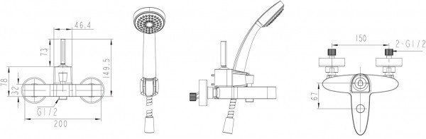 Смеситель для ванны с аксессуарами Bravat Spring F679113C-B